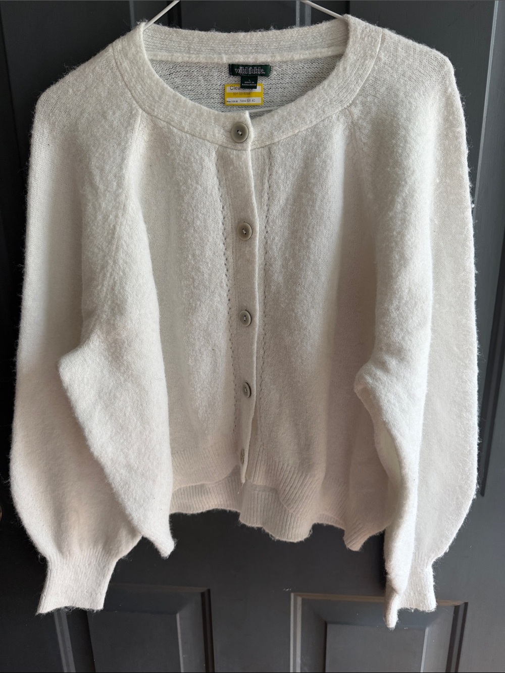 wild fable Cream Button-Front Fuzzy Cardigan